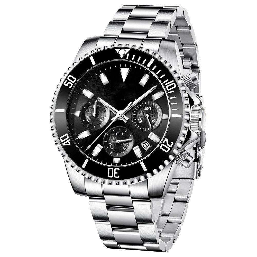 Men's Casual Steel Band Watch With Multifunctional Night Light Waterproof