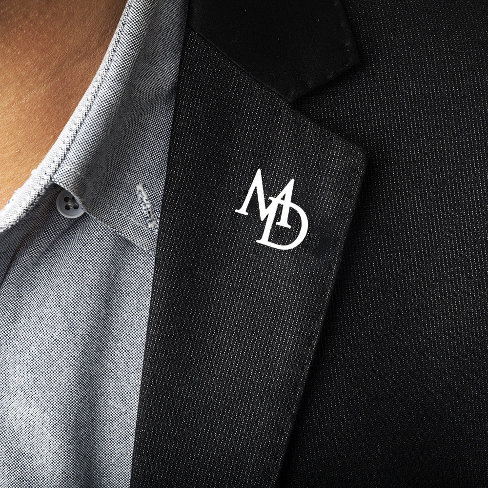 Personalized Men's Suit Name Double Letter Brooch