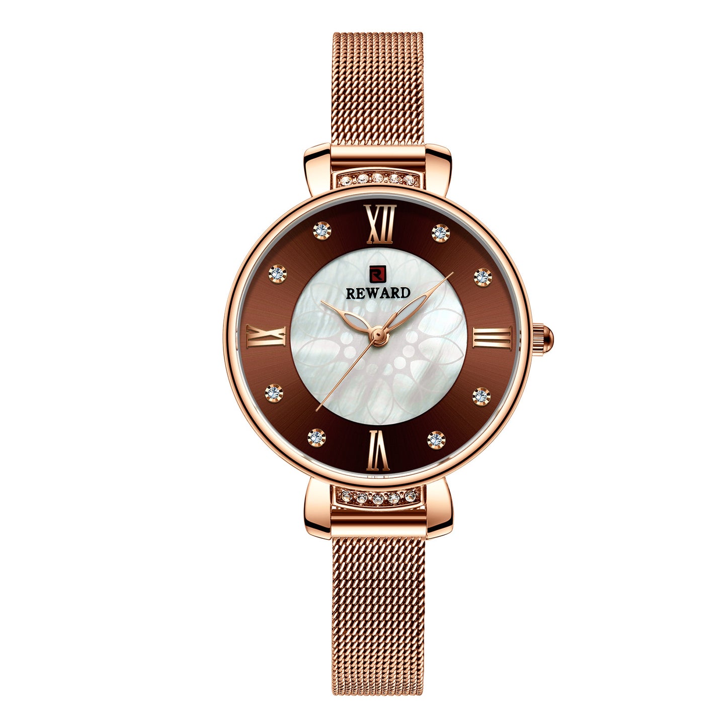 Delicate Shell Diamond Milanese Mesh Strap Ladies Watch