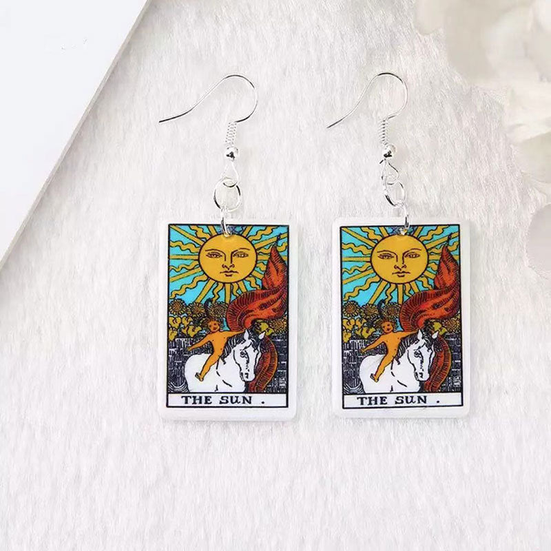 New Product Caro Card Game Chess Card European And American Fashion Personality Resin Earrings