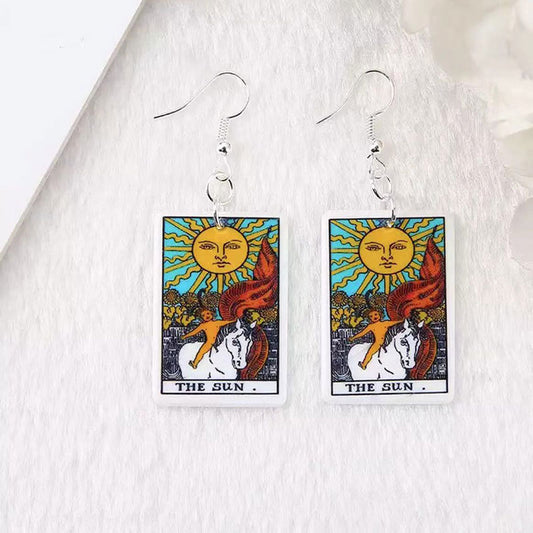 New Product Caro Card Game Chess Card European And American Fashion Personality Resin Earrings
