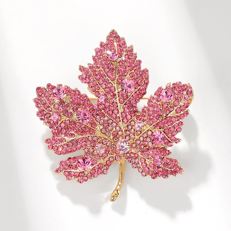 Fashionable And Elegant Blue Gradient Maple Leaf Brooch