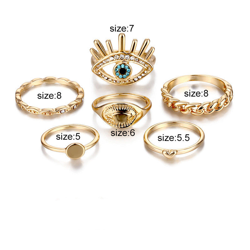 RingsEuropean And American Retro New Eye Love Ring 6-piece Set