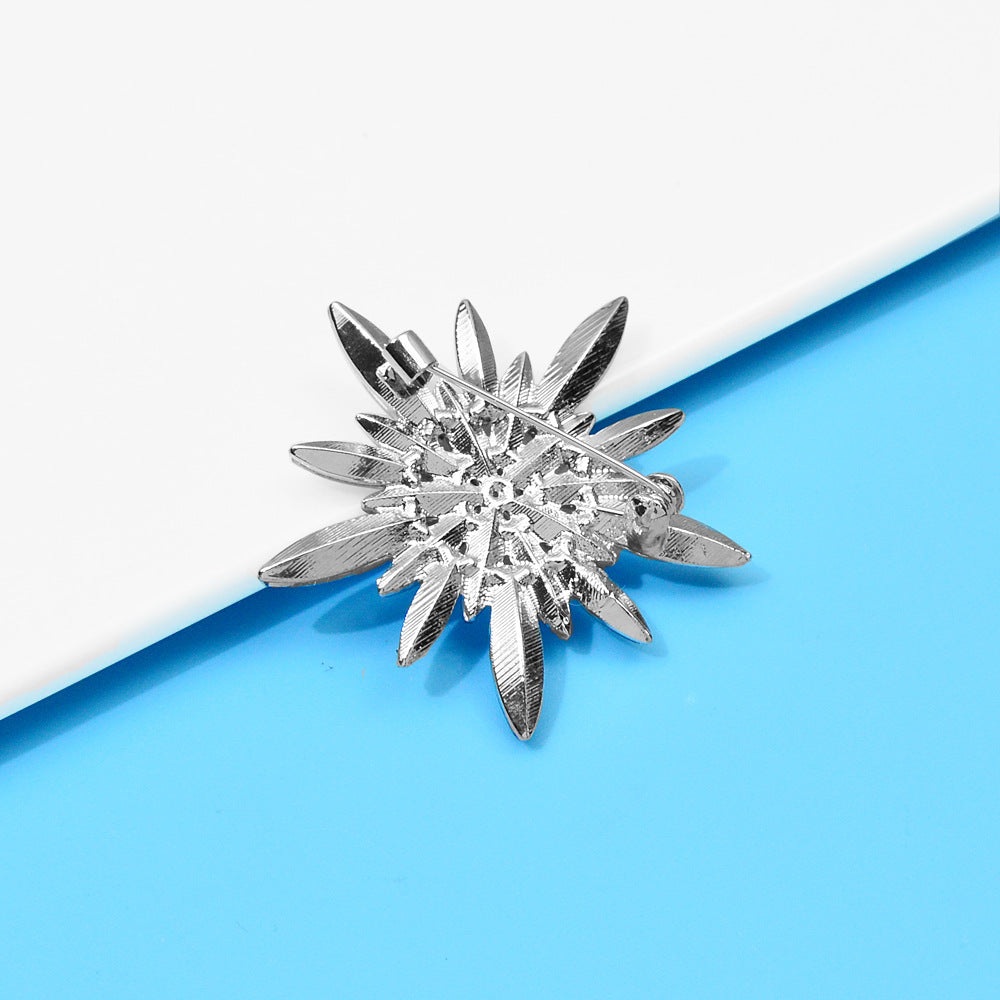 Christmas Blue Snowflake Brooch Pin