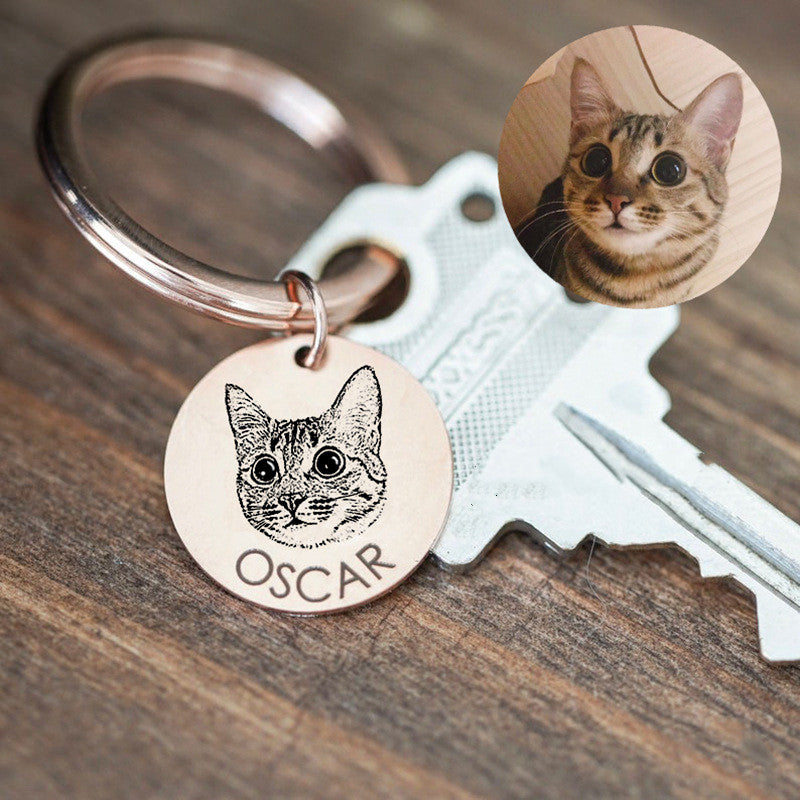 Pet Cat And Dog Photo Name Commemorative Bag Charm