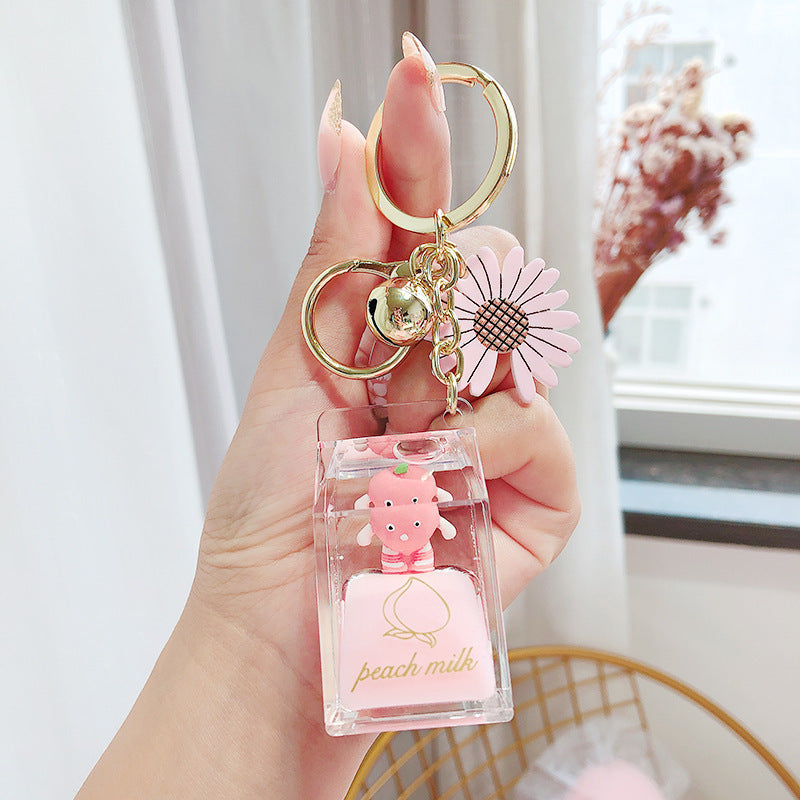 Cartoon Fruit Daisy Keychain Acrylic Bottle