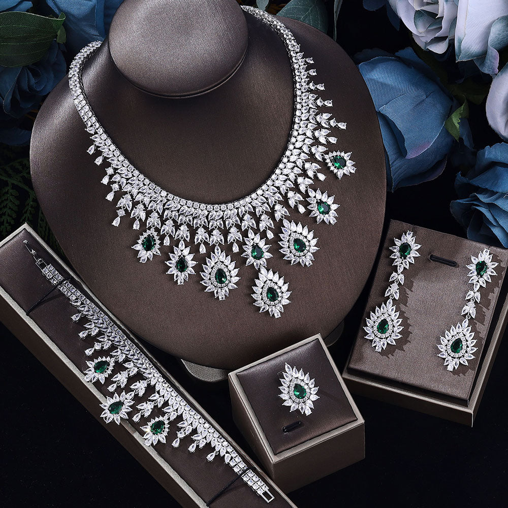 Women's Vintage Wedding Necklace & Earrings Jewelry Set