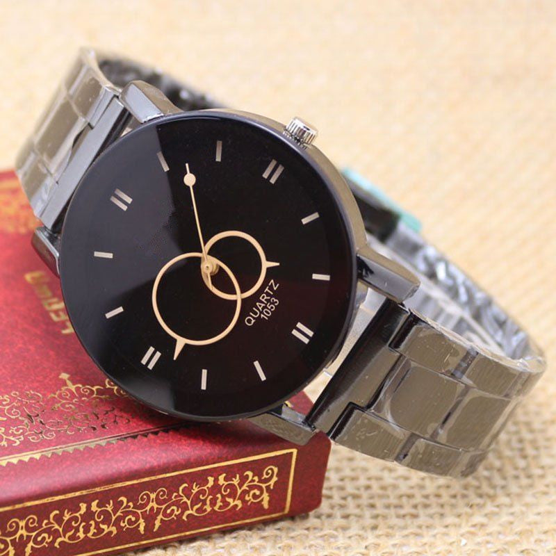 Black steel strap watch