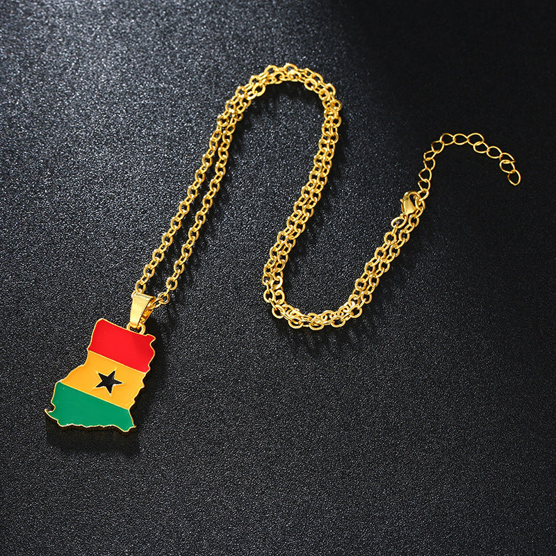 Ghana Stainless steel chain men and women patriotic jewelry