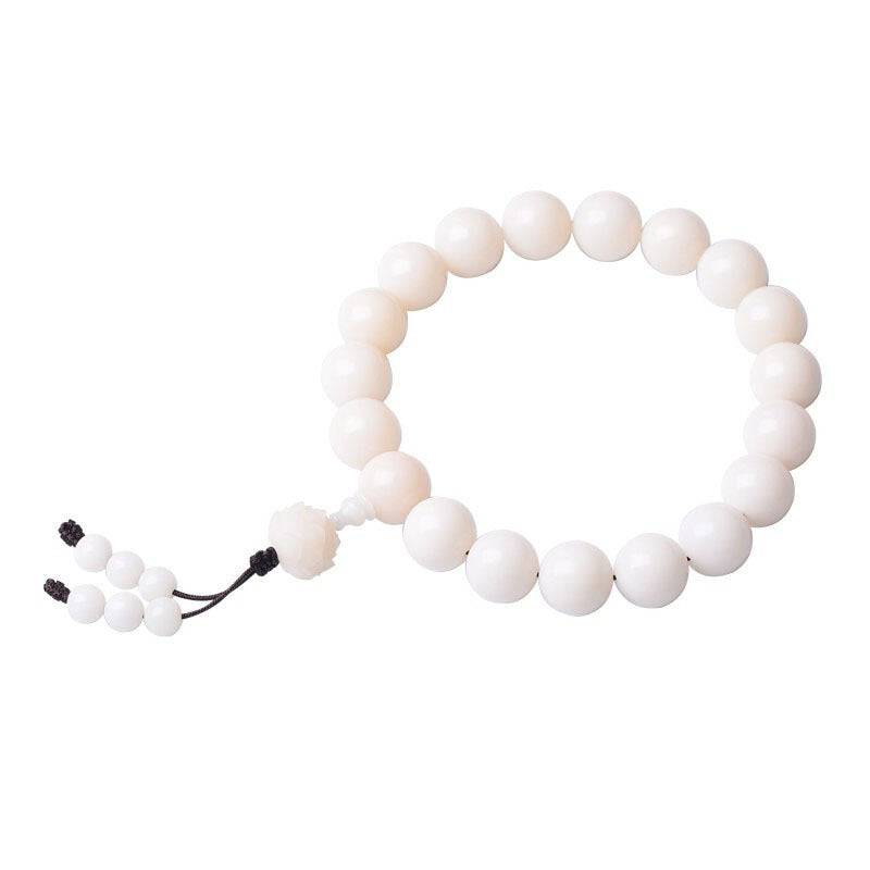 Natural White Jade Bodhi Root Round Beads Eighteen Hand-held Rosary String