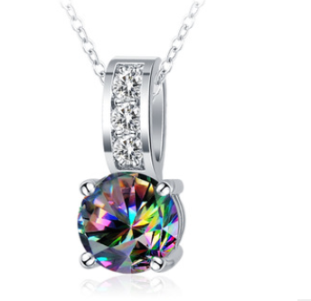 Glamorous Rainbow Mystic Cubic Zircon Silver Color Jewelry Sets