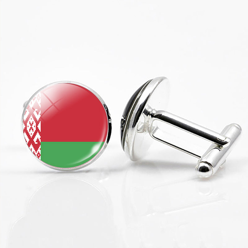 National Flags of the World Series Time Gem Cufflinks Jewelry