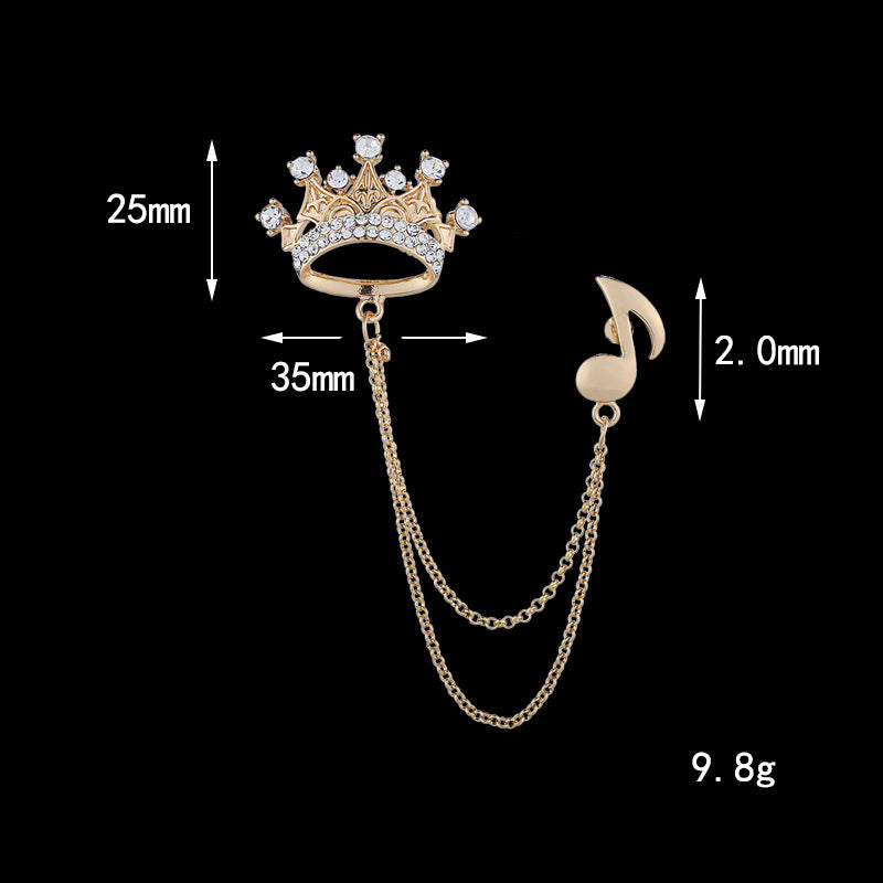 High-end Crown Brooch Men's Brooch Pin Suit Collar Pin Accessories