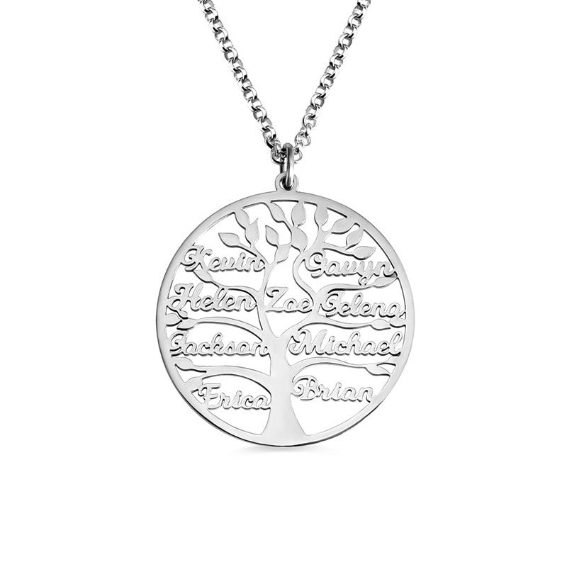 Gold Family Tree Name Necklace Tree Of Life Stainless Steel Customised Necklace