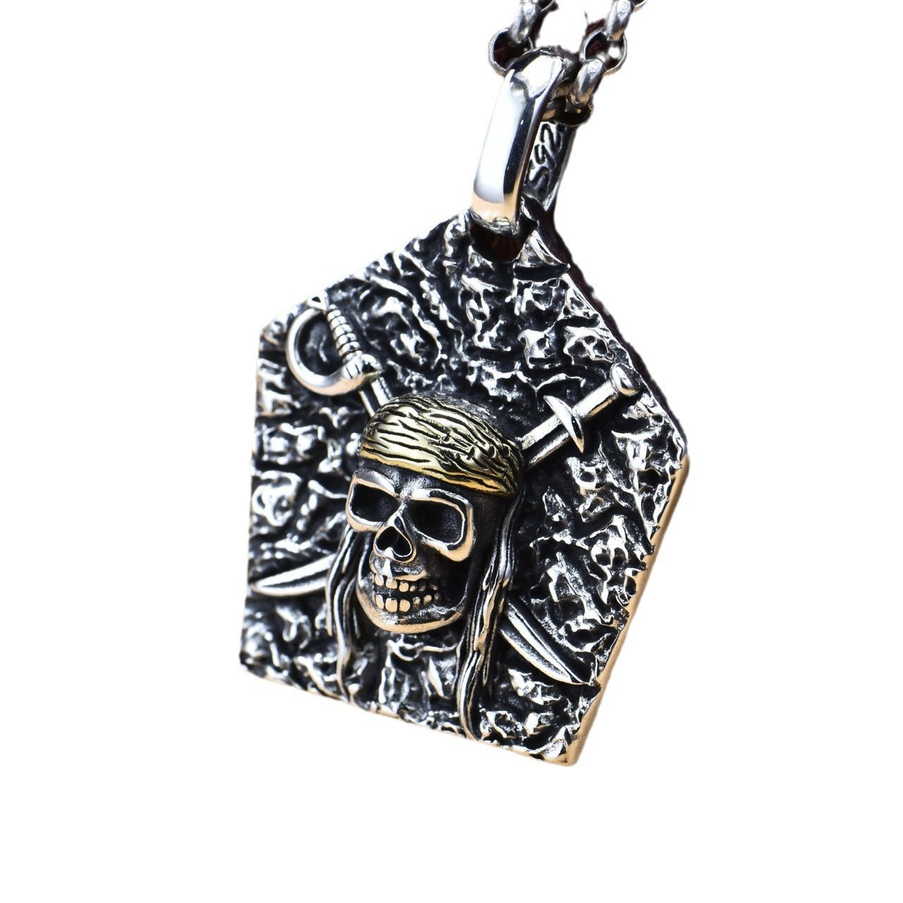 Men's S925 Sterling Silver Pirate Head Pendant