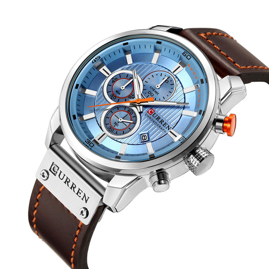 Men Waterproof Chronograph Sport Military Male Clock Top Brand Luxury Leather Man Wristwatch