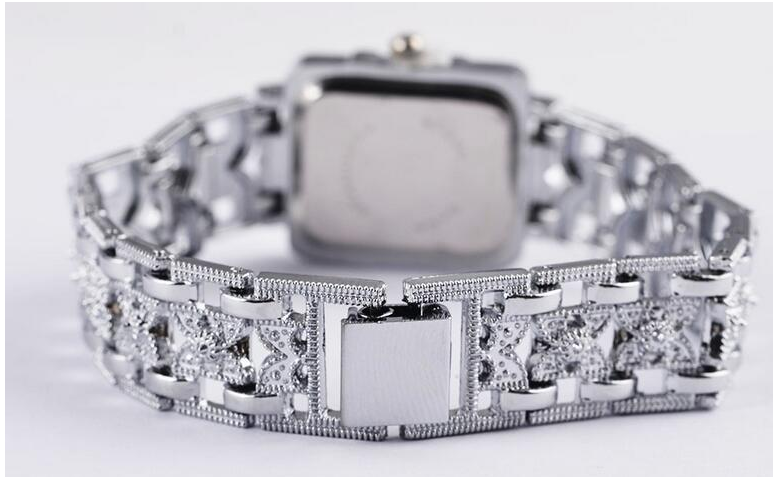 Roman style watch square diamond-studded steel watch 68 movement watch