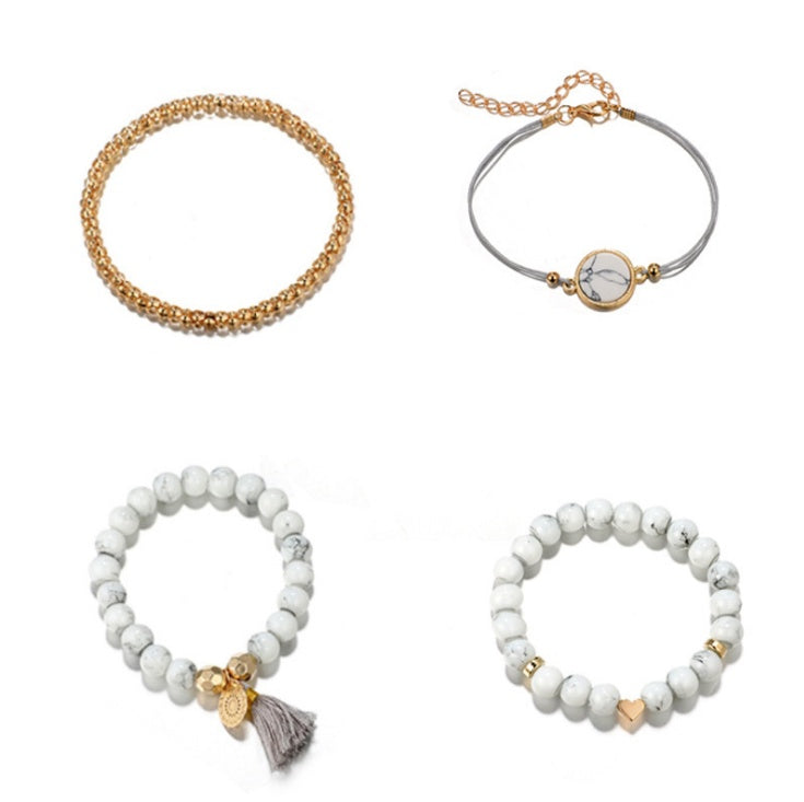 Geometric Hollow Fringed Pine Stone Bracelet Set