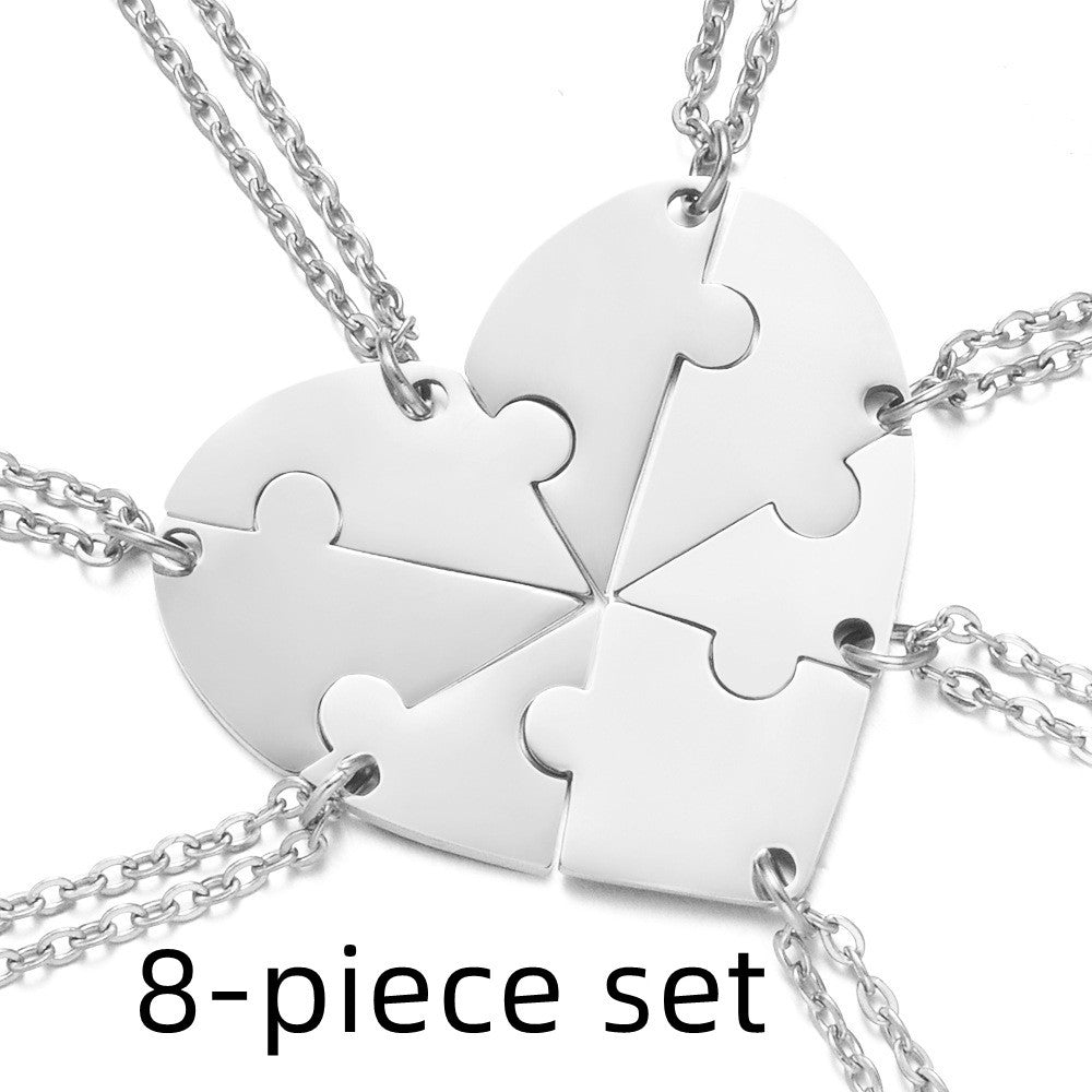 Stainless Steel Combination Heart-shaped Necklace Lettering