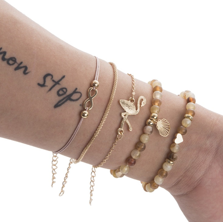 Celestial Charm Bead Chain Bracelet Set