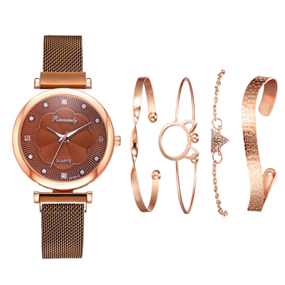 Net belt magnet quartz watch bracelet  5pcs/set