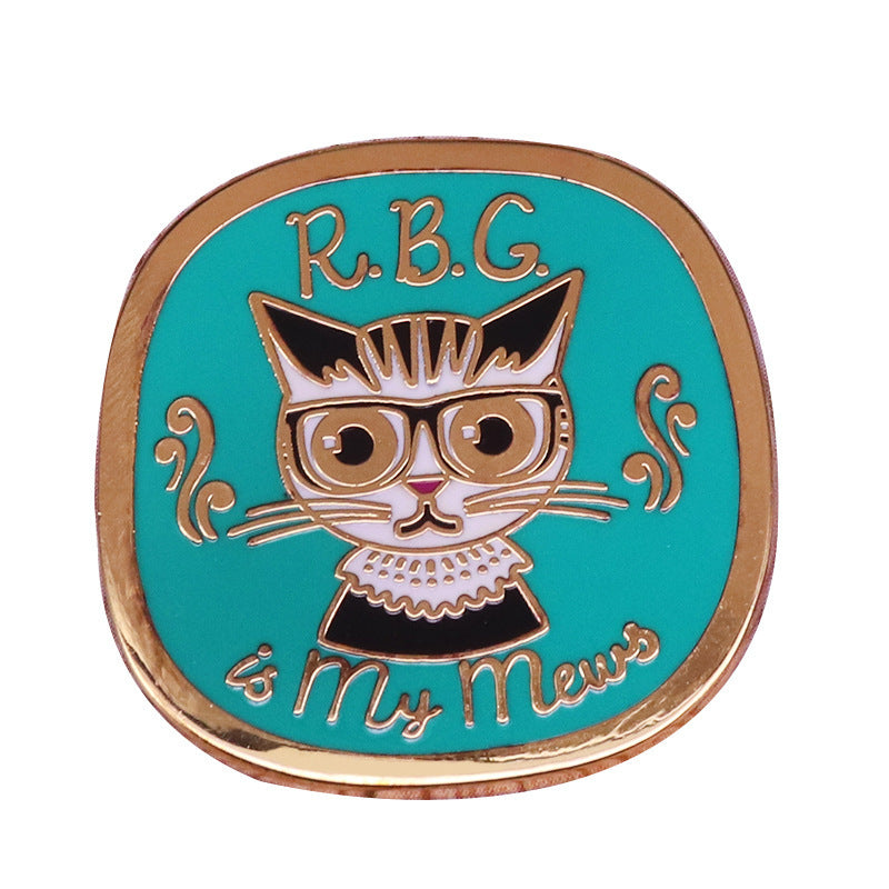 Ruth Ginsburg Inspired RBG Cat Brooch Women's Power Equality Badge Brooch