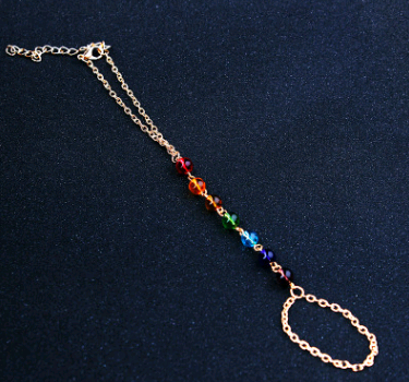 Natural stone colorful finger chain Yoga beads energy seven chakra chakra bracelet
