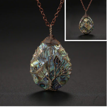 Natural color shellfish abalone shell winding necklace