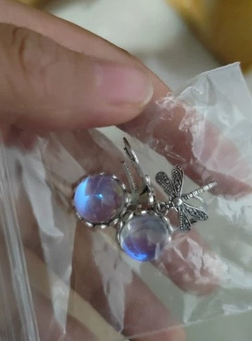Vintage Dragonfly Pendant Boho Chakra Drop Earrings