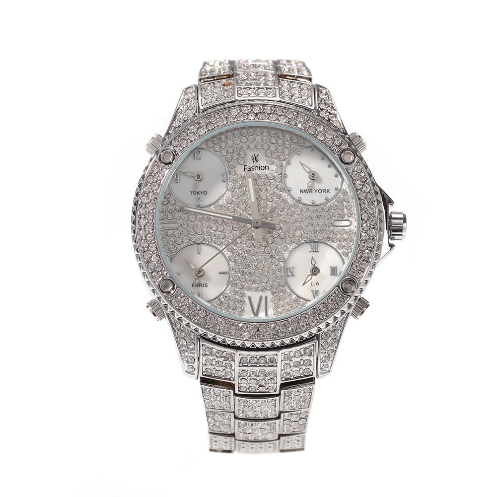 New Full Diamond Large Dial Hip-hop Men's Watches