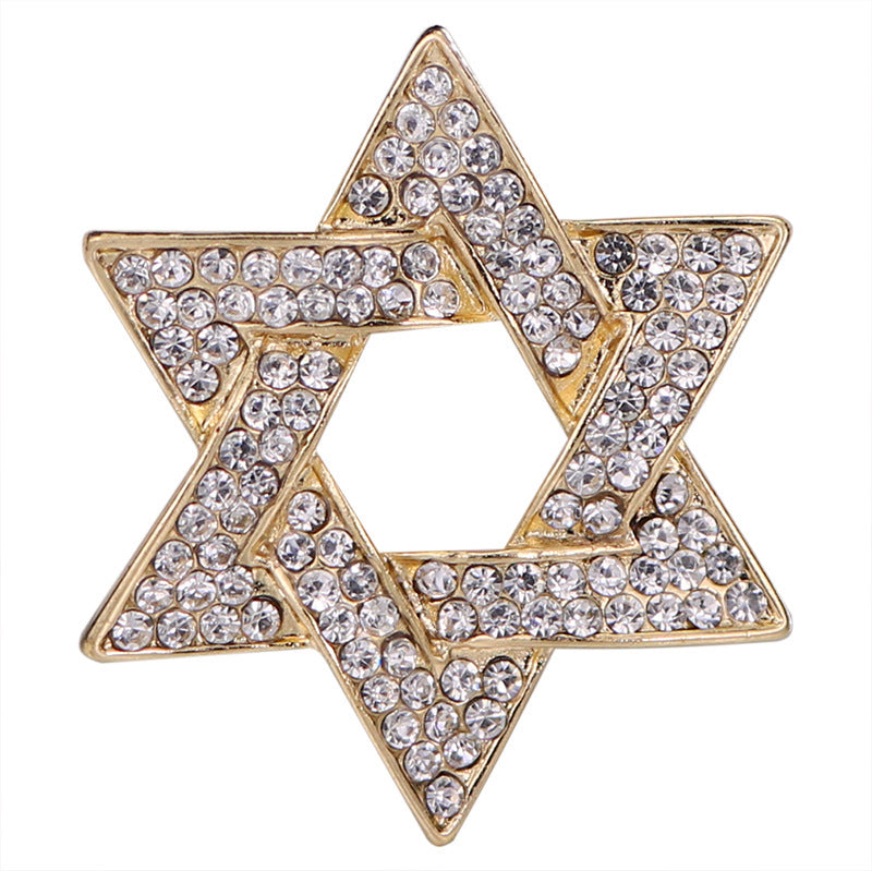 European And American Jewelry Custom-Made Six-Pointed Star Brooch Pins For Men