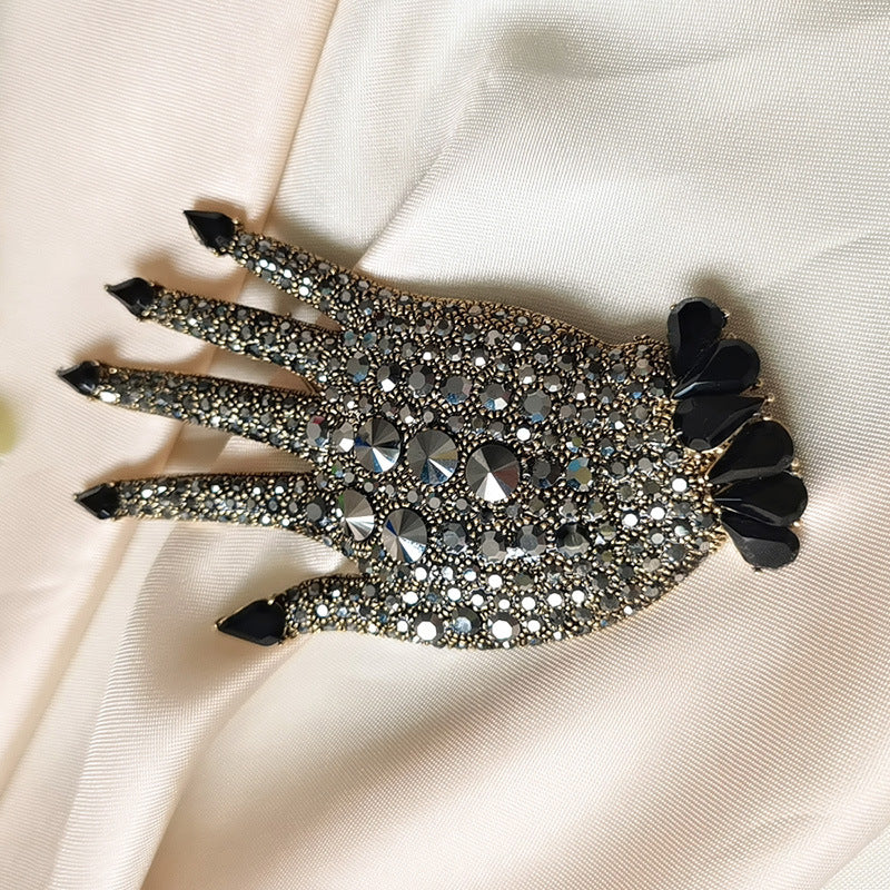 Metal Full Diamond Palm Brooch Creative Rhinestone