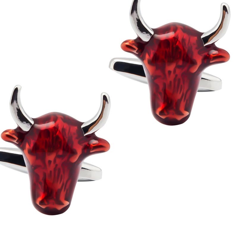 Fun Red Bull Head Shaped Shirt Cufflinks