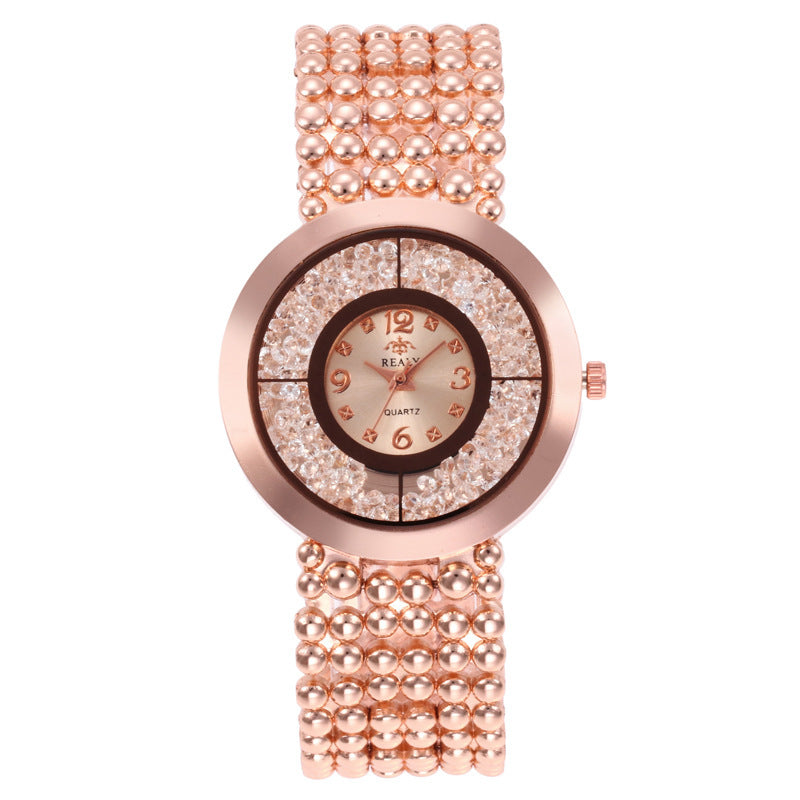 Amazon hot fashion rhinestones sandpaper ladies alloy watch Europe and the United States popular bracelet bracelet fashion watch