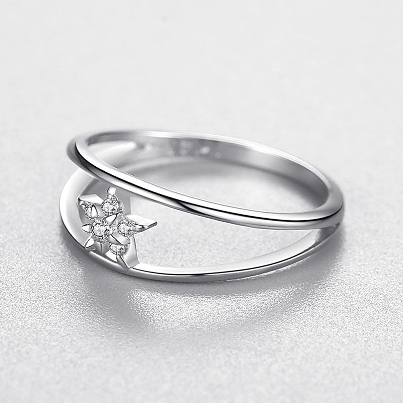 Sterling Silver Ring Female Korean Niche Design Double Index Finger Ring