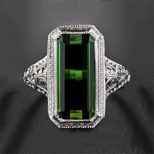 Europe and the United States party ring female natural emerald wedding ring birthday gift engagement