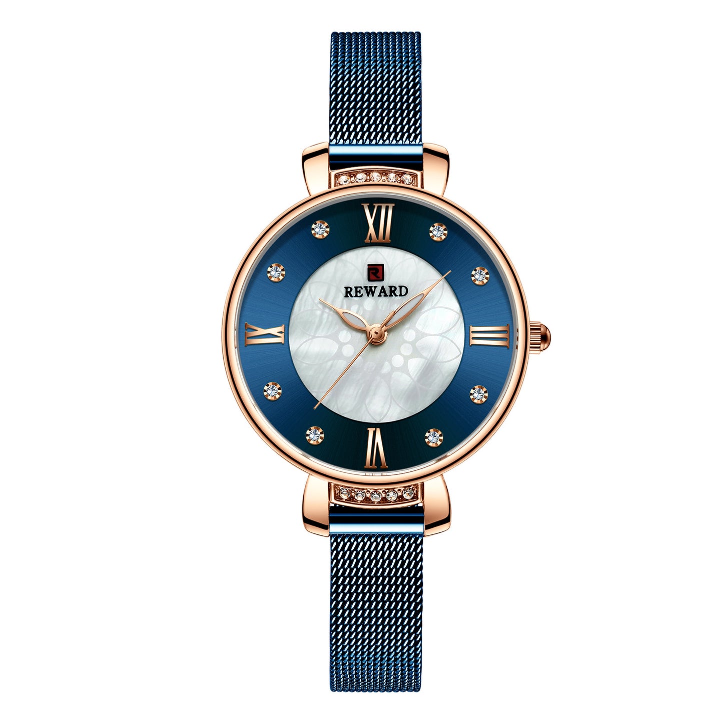 Delicate Shell Diamond Milanese Mesh Strap Ladies Watch