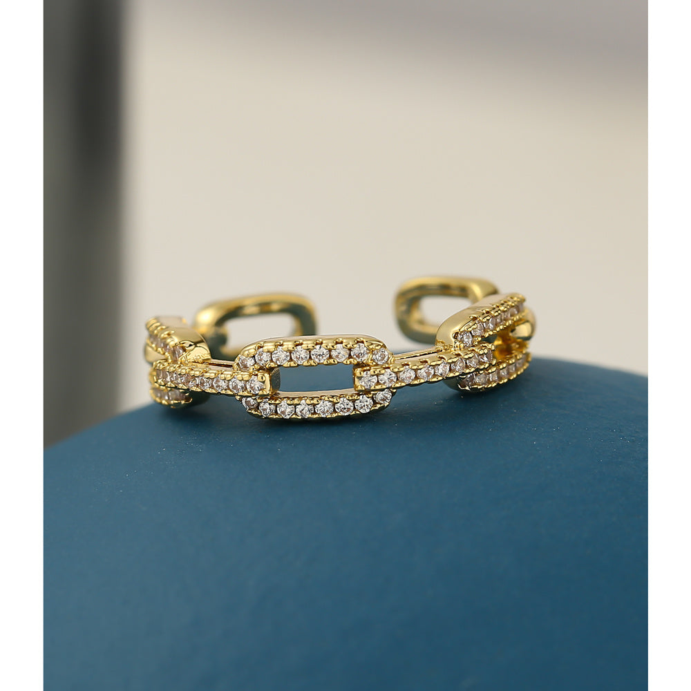 Zircon Chains Encrusted Gold Ladies' Rings