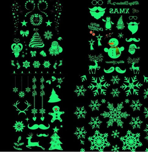 Flash Luminous Tattoo Christmas Glow In The Dark Glitter Fluorescent Temporary Tattoos Stickers