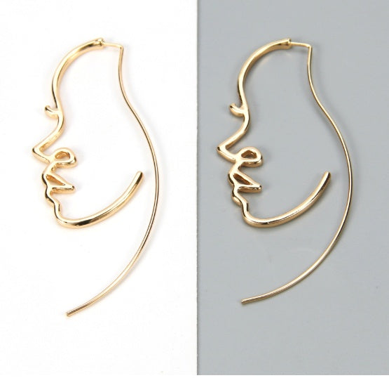 Creative Abstract Face Contour Earrings Fashion Trendy Personality Earrings