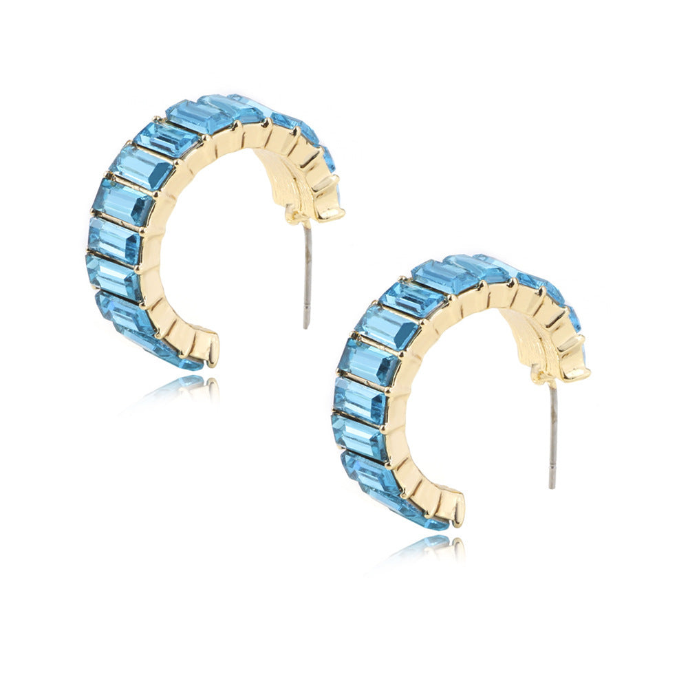 Multicolor C-Shape Gold Plated Earrings