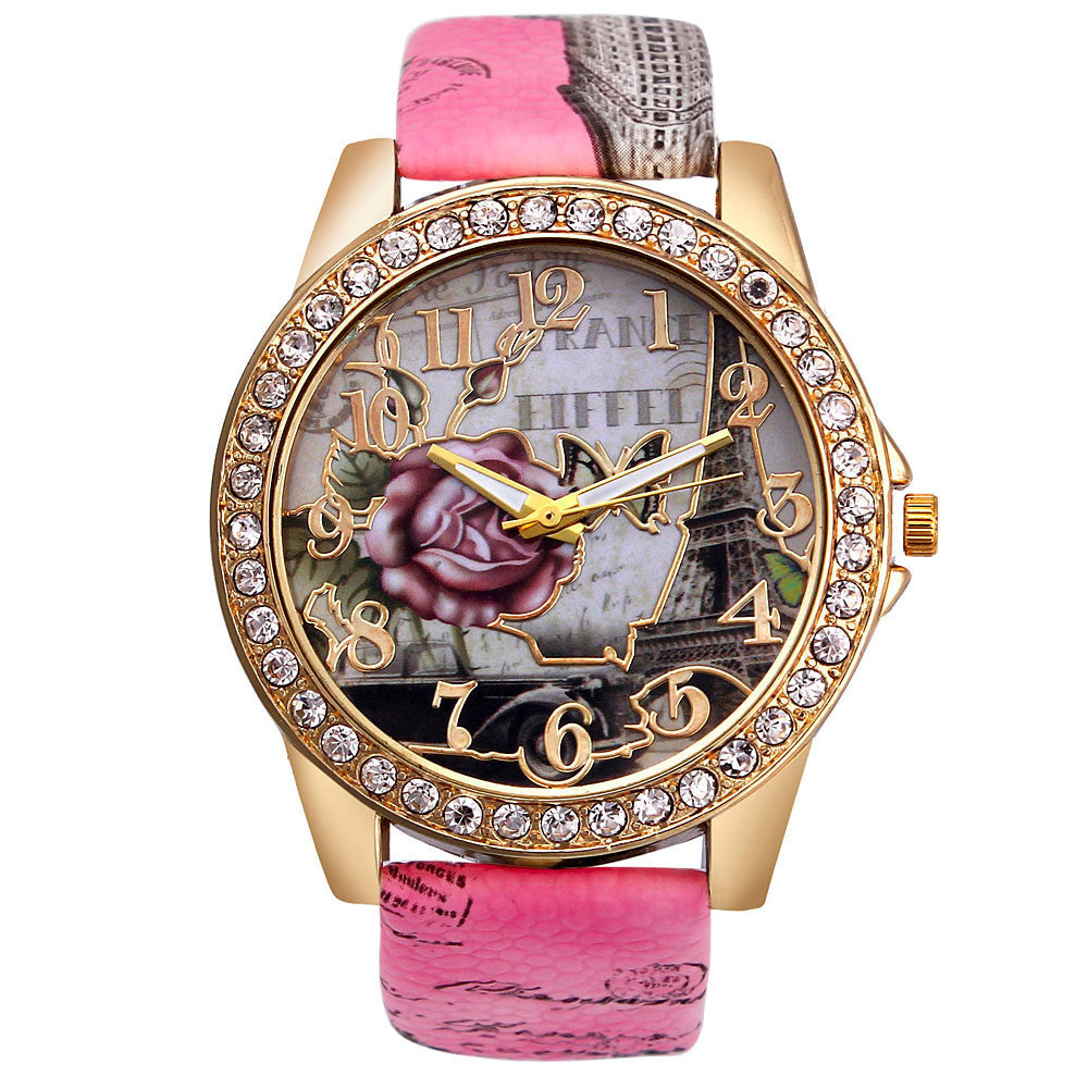 Korean Version Personality Two-color Splicing Ladies Quartz Watch