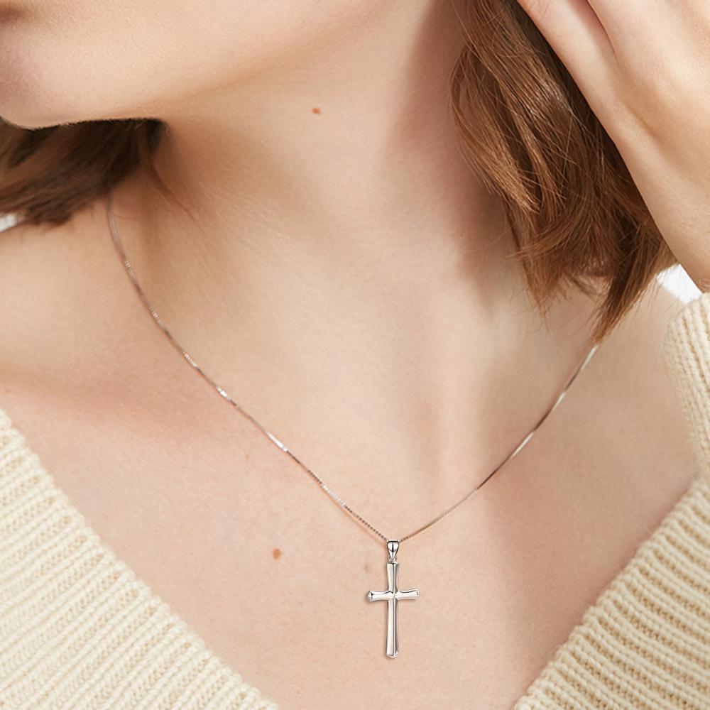 Sterling Silver Religious Cross Pendant Faith Hope Love Necklace Birthday Jewelry Gifts Unisex