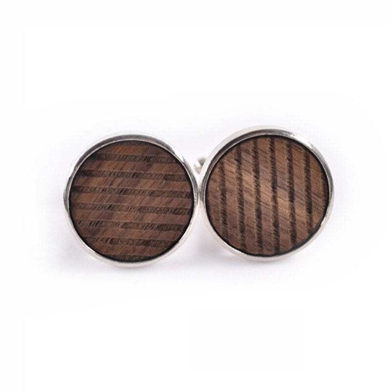 High Quality French Cufflinks With Round Wooden Cufflinks