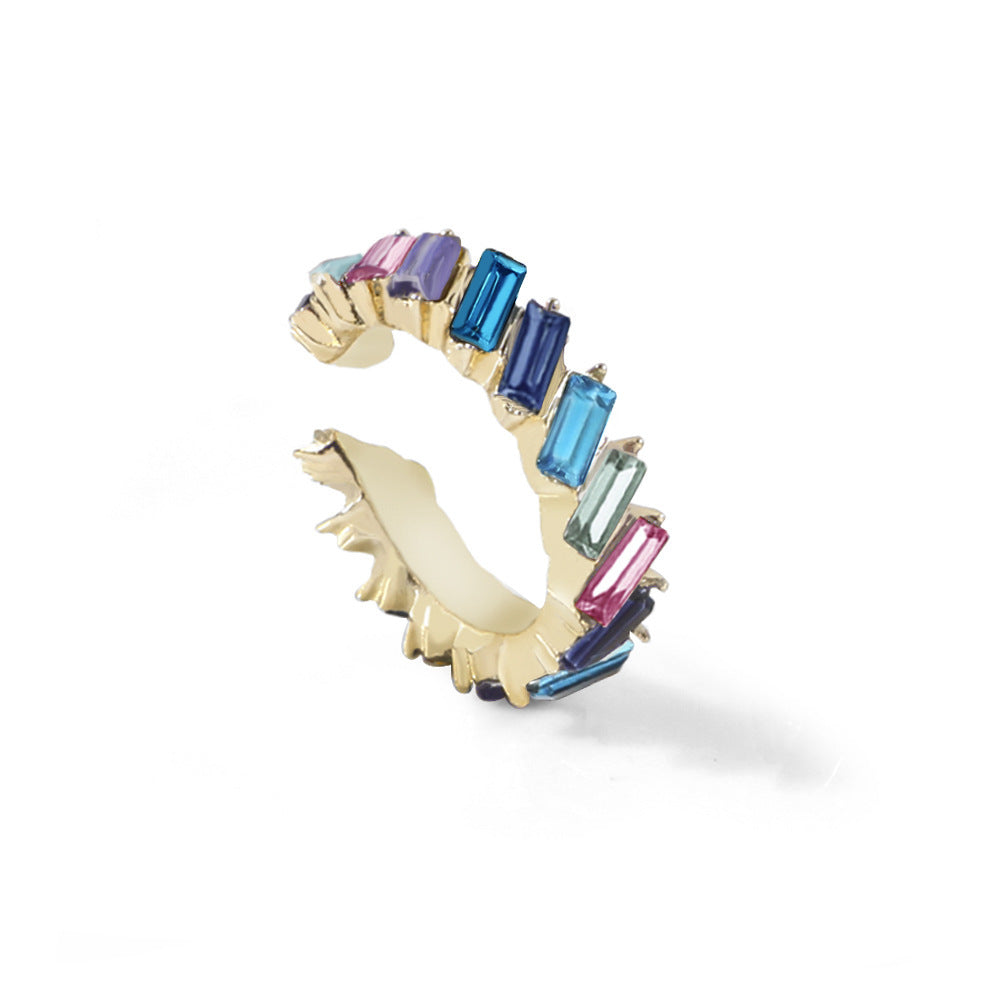 Multicolor C-Shape Gold Plated Earrings