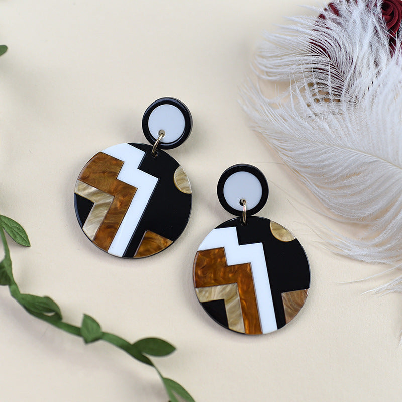 Acetate plate colorful geometric earrings