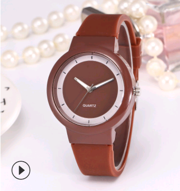 Silicone strap watch fashion candy color student men and women couple quartz watch