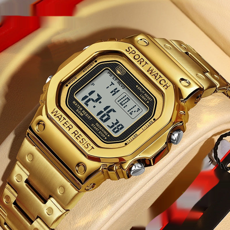 Alarm Clock Multifunctional Sport Watch Square Fashion Hand-lifting Light Waterproof