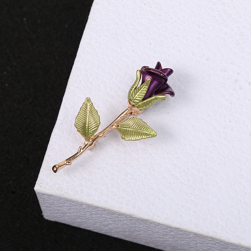 Three-dimensional Rose Flower Rhindiamond-style Brooch Anti-glitter Buckle French Accessories