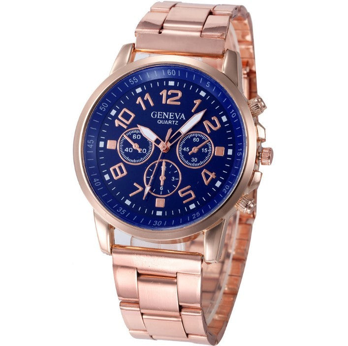 Girl Unisex Rose Gold Stainless Steel Casual Sports Quartz Wristwatch Relojes mujer